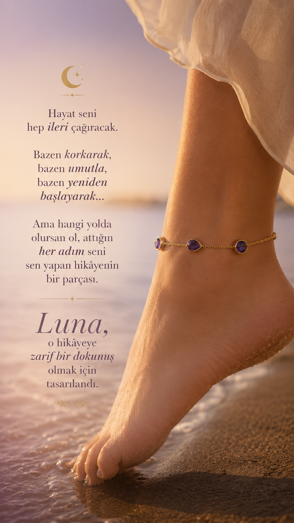 Luna Mor Taş Detaylı Halhal