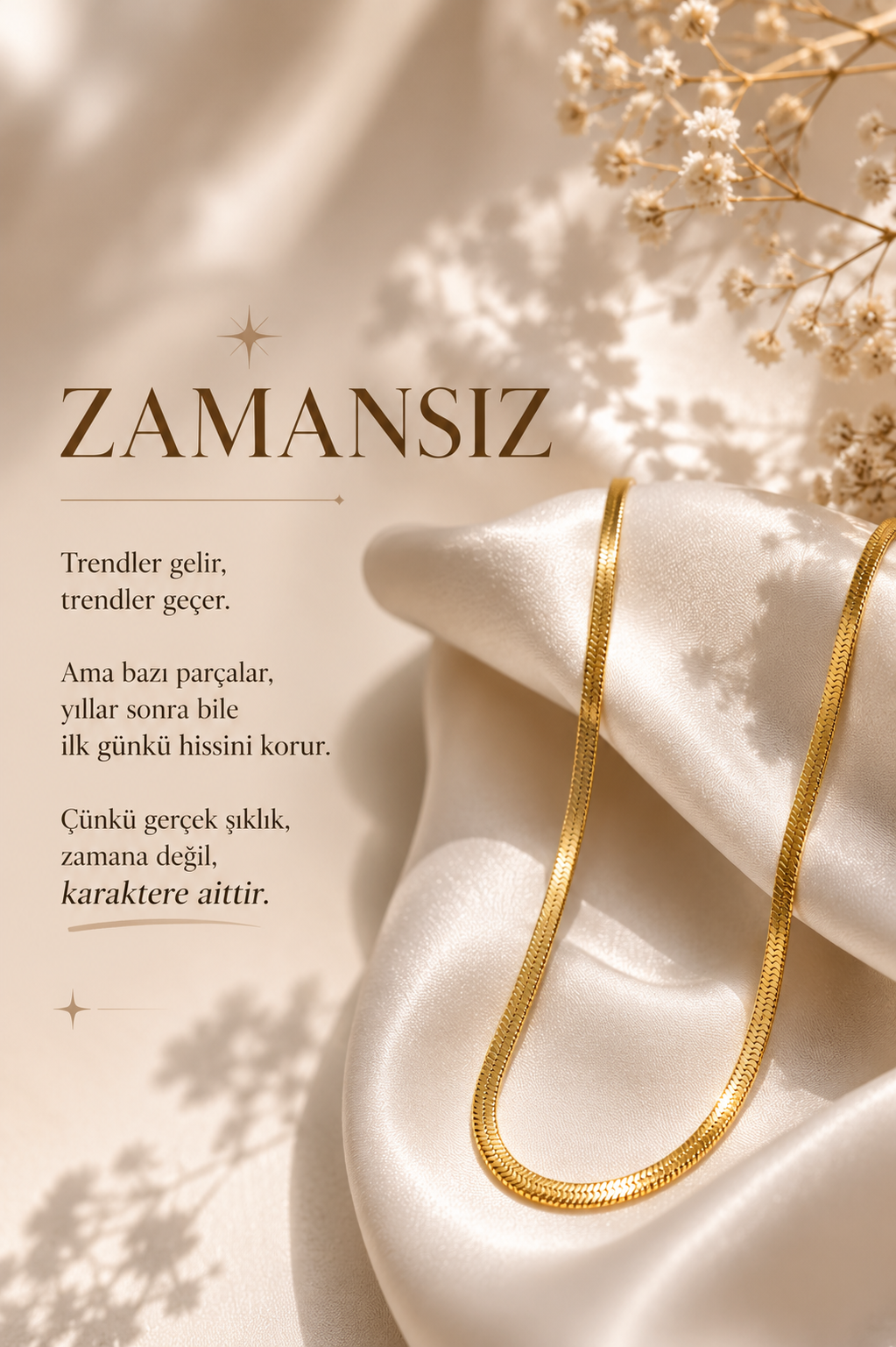 Yılan Zincir Kolye 45cm – Altın Renk Minimal Şık Tasarım