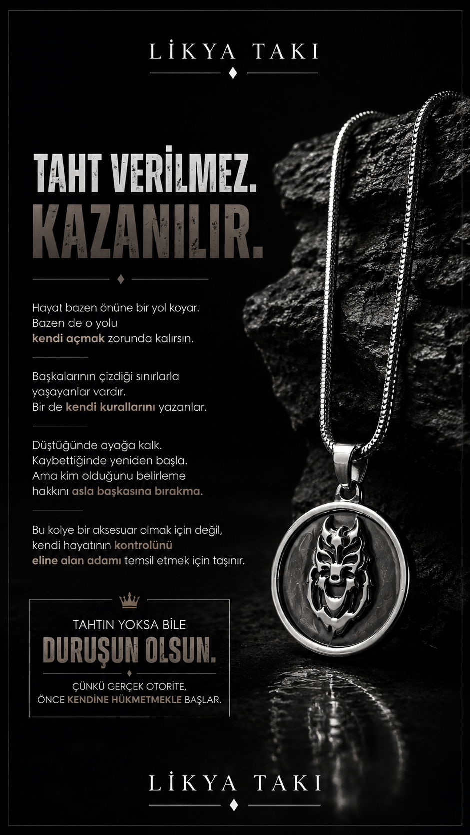 Alaz Erkek Çelik Kolye - Kurt Figürlü Madalyon Tasarım