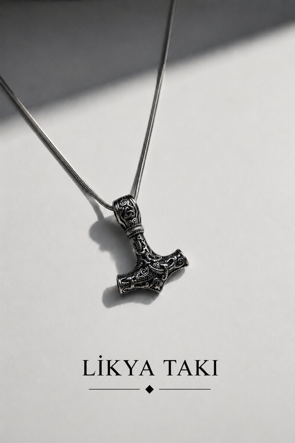 Mjölnir Erkek Çelik Kolye - Çekiç Figürlü Antik Tasarım