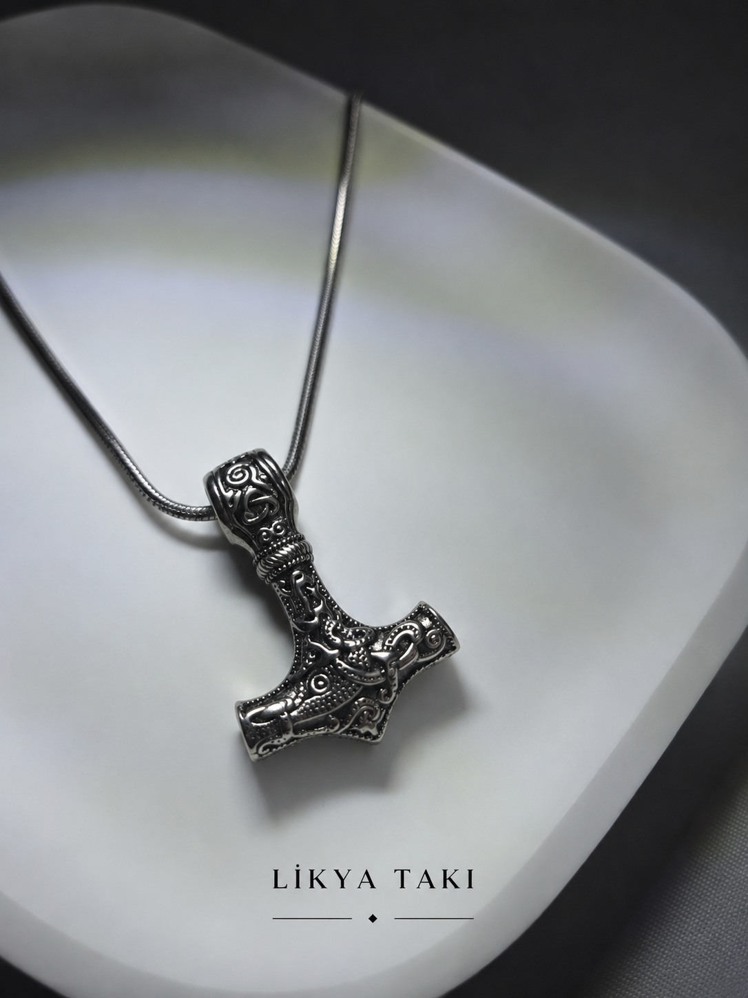 Mjölnir Erkek Çelik Kolye - Çekiç Figürlü Antik Tasarım