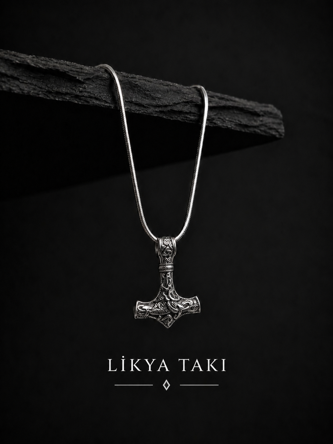 Mjölnir Erkek Çelik Kolye - Çekiç Figürlü Antik Tasarım