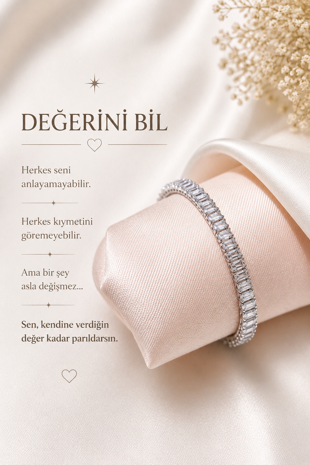Baget Zirkon Taşlı Bileklik – Gümüş Renk Zarif Şık Tasarım