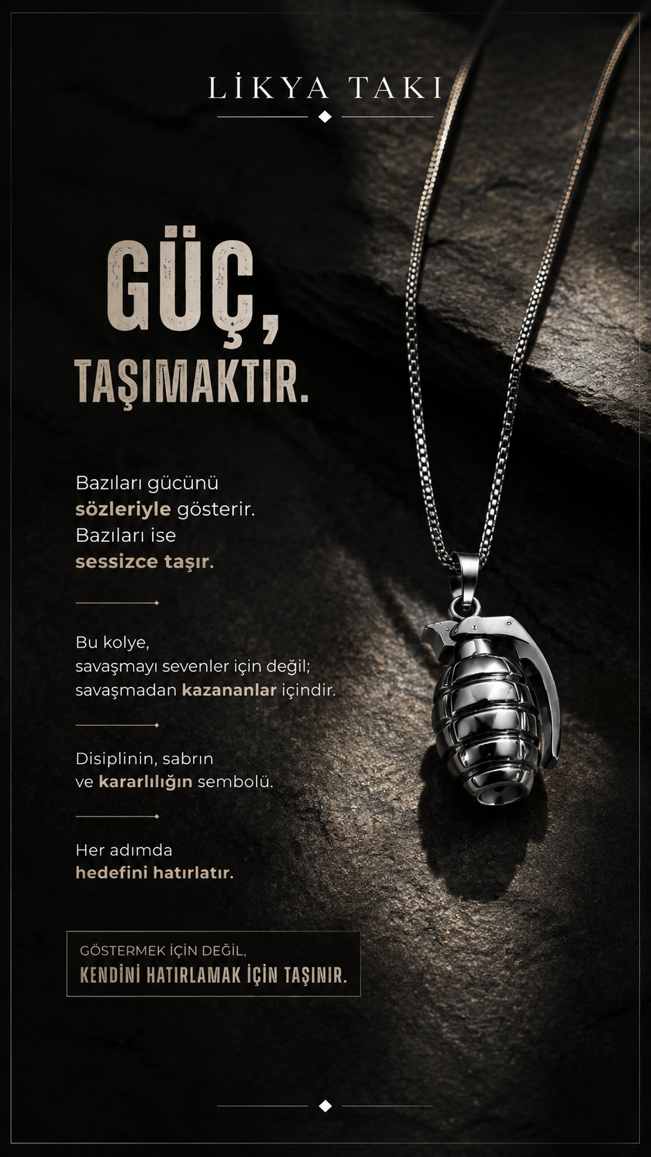 Grenade Erkek Çelik Kolye - Renkli Figür Detaylı Tasarım