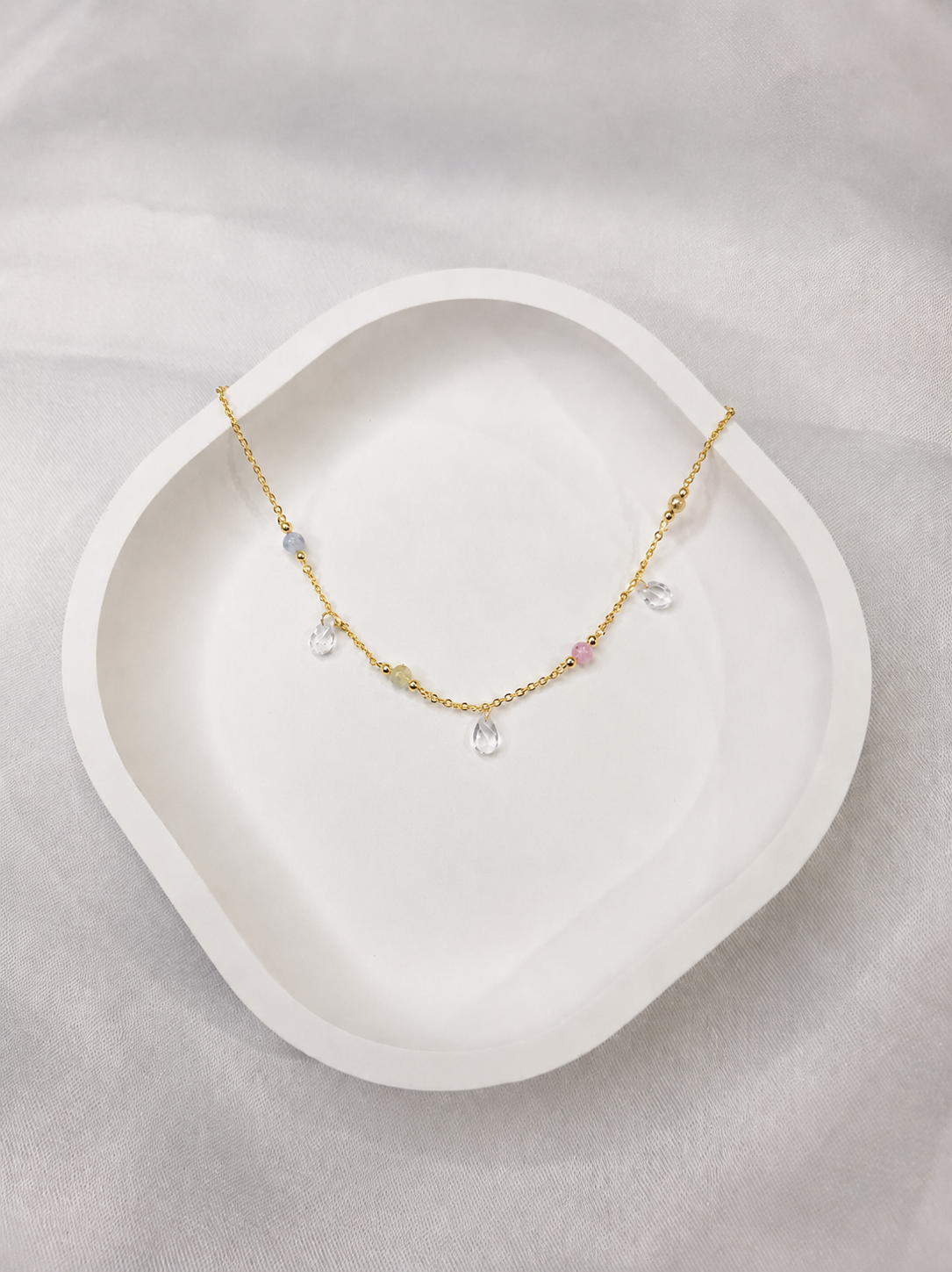 Pastel Taşlı Damla Figürlü Gold Halhal