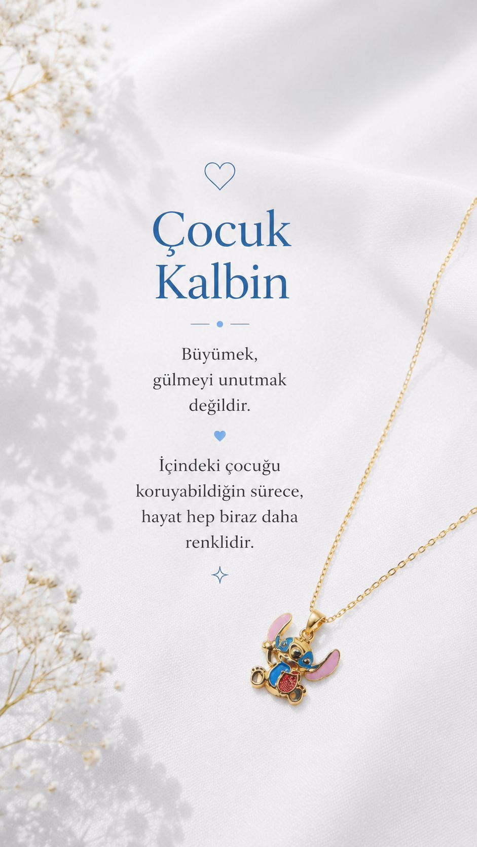 Renkli Figürlü Kolye – Altın Renk Sevimli Minimal Tasarım