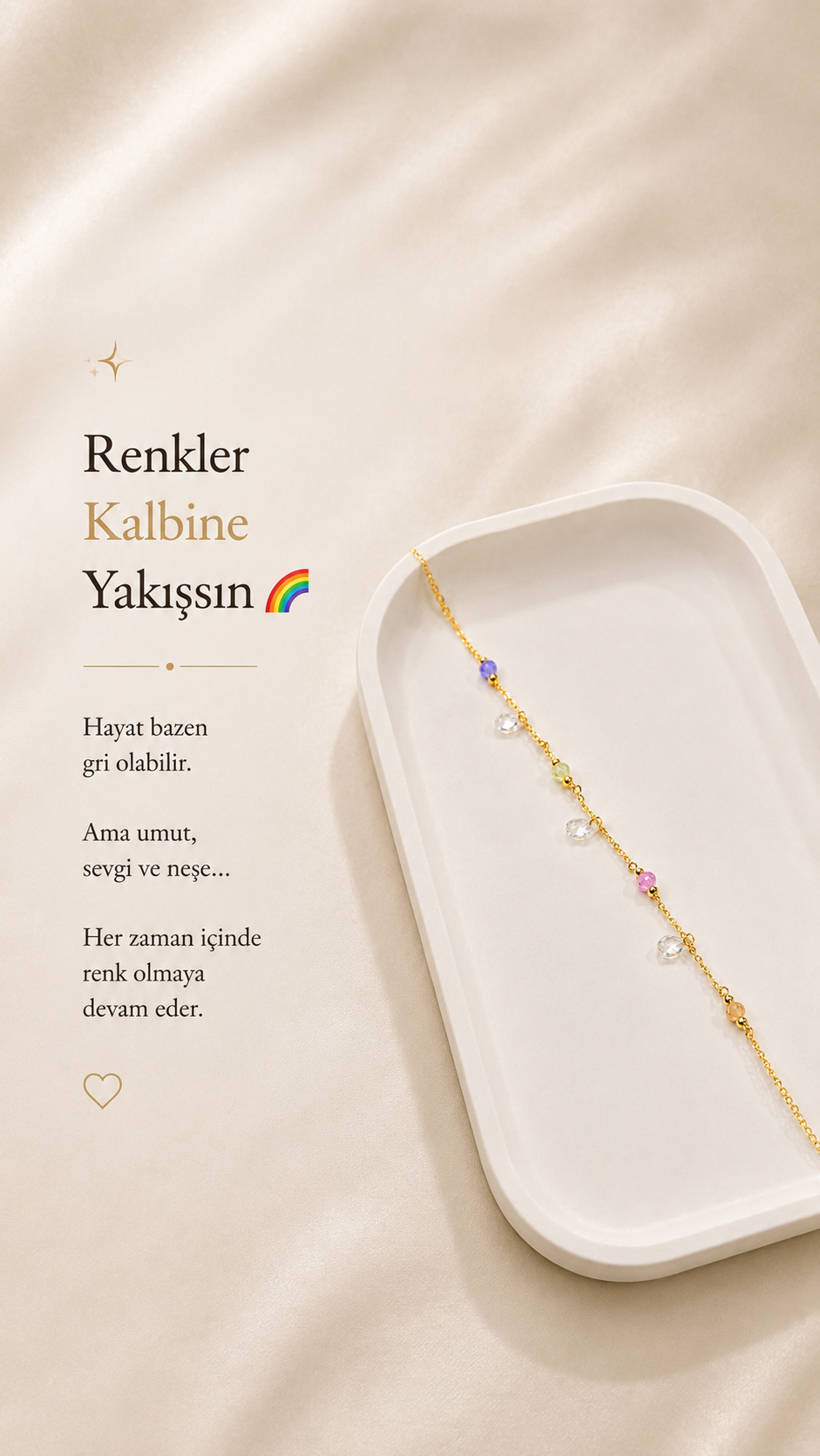 Pastel Taşlı Damla Figürlü Gold Halhal