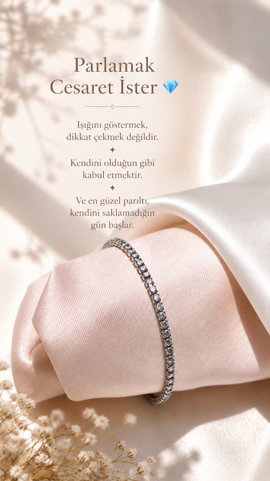 Zirkon Taşlı Bileklik – Gümüş Renk Zarif Minimal Tasarım